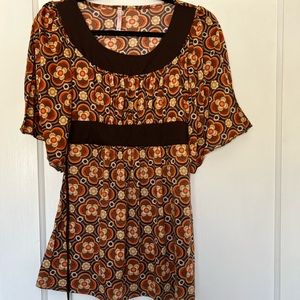 1960s / 1970s Sixties Seventies Vintage Print Shirt Dress Halloween Costume
